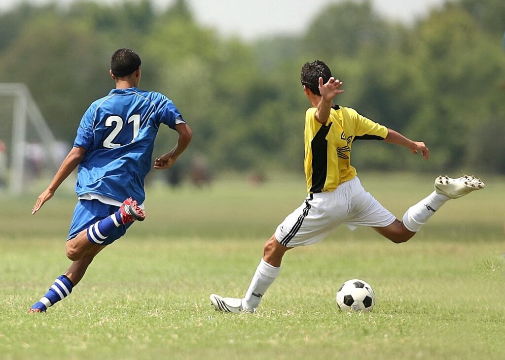 Footballer in action during a match