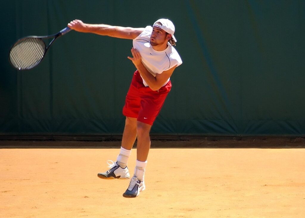 Professional tennis player in action during a match