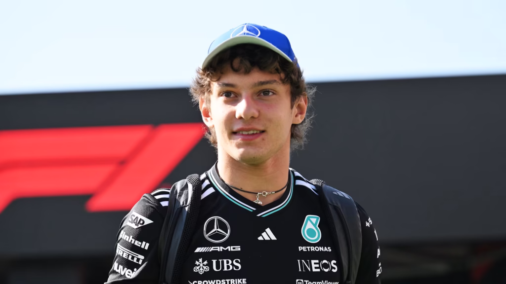 Kimi Antonelli driving Mercedes Formula 1 car in 2026 season