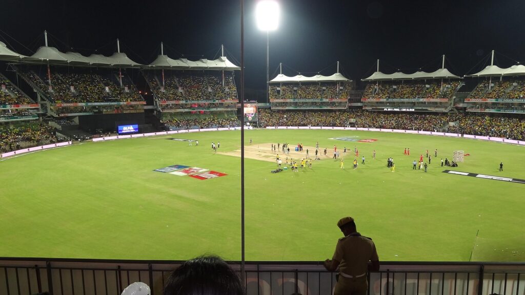 The Hundred 2026 — cricket under floodlights at a packed ground